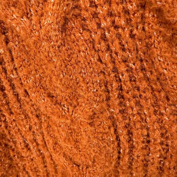 Knox Rose Rust Cable Knit Open Front Long Cardigan Sweater Women’s Medium Cozy - Picture 6 of 9